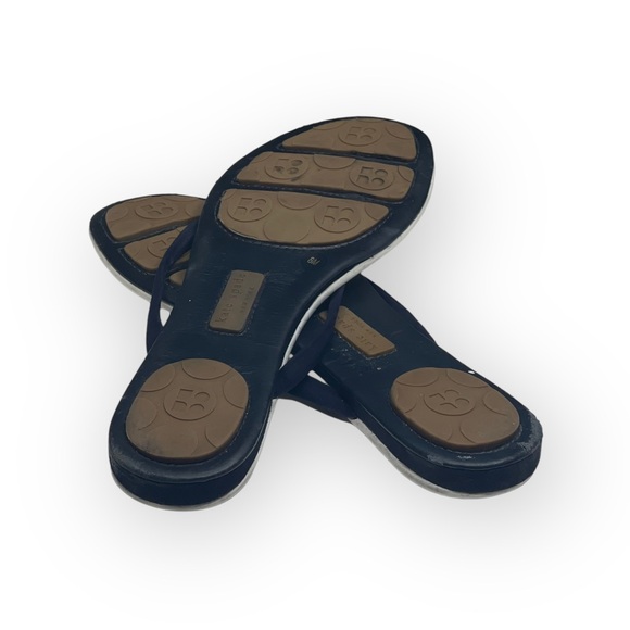 Kate Spade KSNY Thong Button + Bow Flat Leather Sandals Red White Blue 8M - Picture 12 of 16